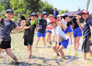 田植え体験！「おいしく育ってね」